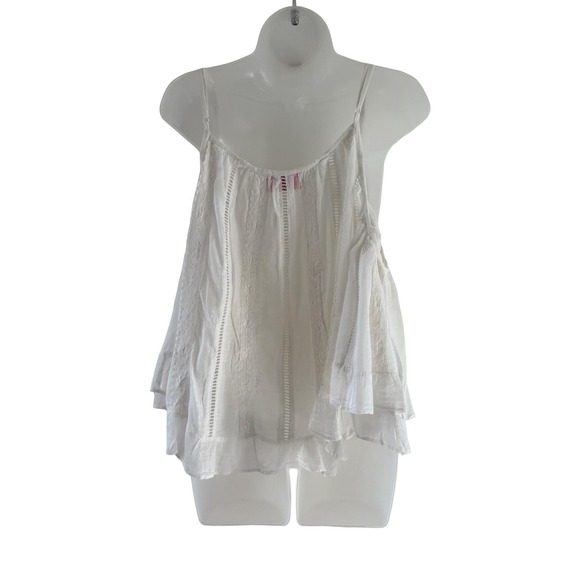 Miss June Paris Blouse Womens White Boho Cold Shoulder Bell‎ Sleeve Lace S/M - Picture 10 of 16